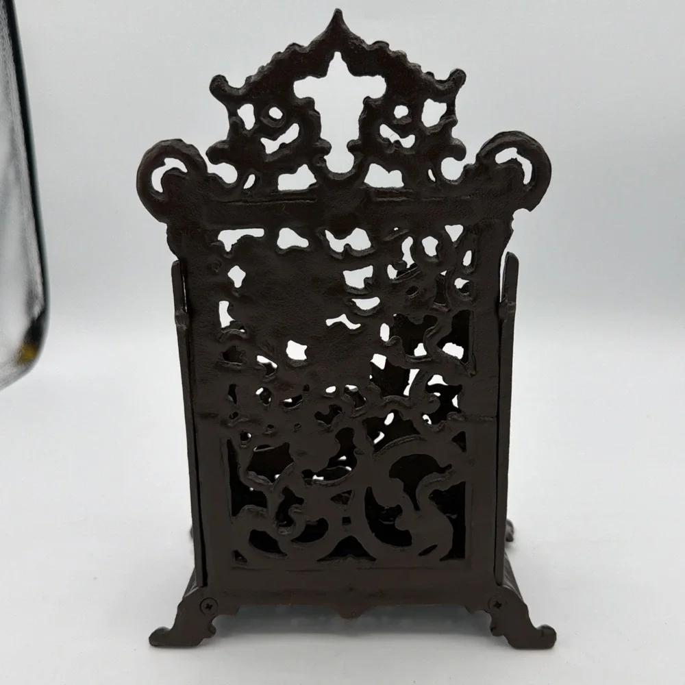 Vintage Cast Iron Ornate Filigree Letter Mail Holder Desk Organizer